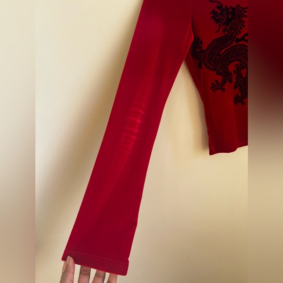 Red velour long sleeve top y2k - Picture 9 of 10